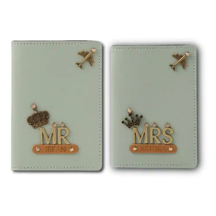 Mint Mr and Mrs Passport Cover for honeymoon gift
